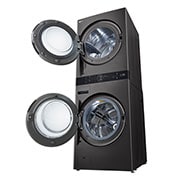 LG Single Unit Front Load 25/20kg LG WashTower™ with Centre Control™, Black Steel color, Right side tilt View , WT2520BRK, thumbnail 12
